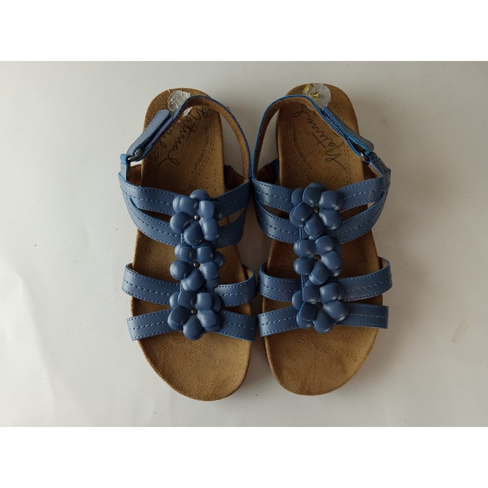 Natural Soul by Naturalizer Women Blue Floral Strappy Comfort Sandals Size 9M